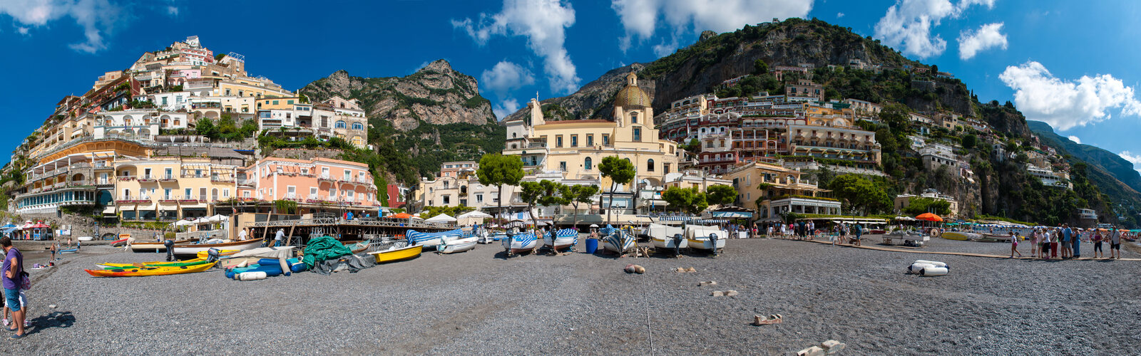 Hillside homes above the beach in Positano on Italy's Amalfi Coast